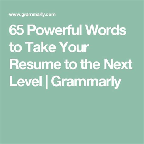 25 Words to Take Your Résumé to the Next Level .